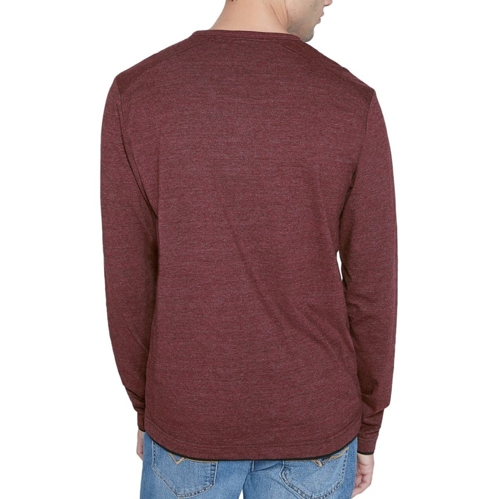 GUESS Reese Logo Marled Henley Long Sleeve Shirt - Picture 3 of 6